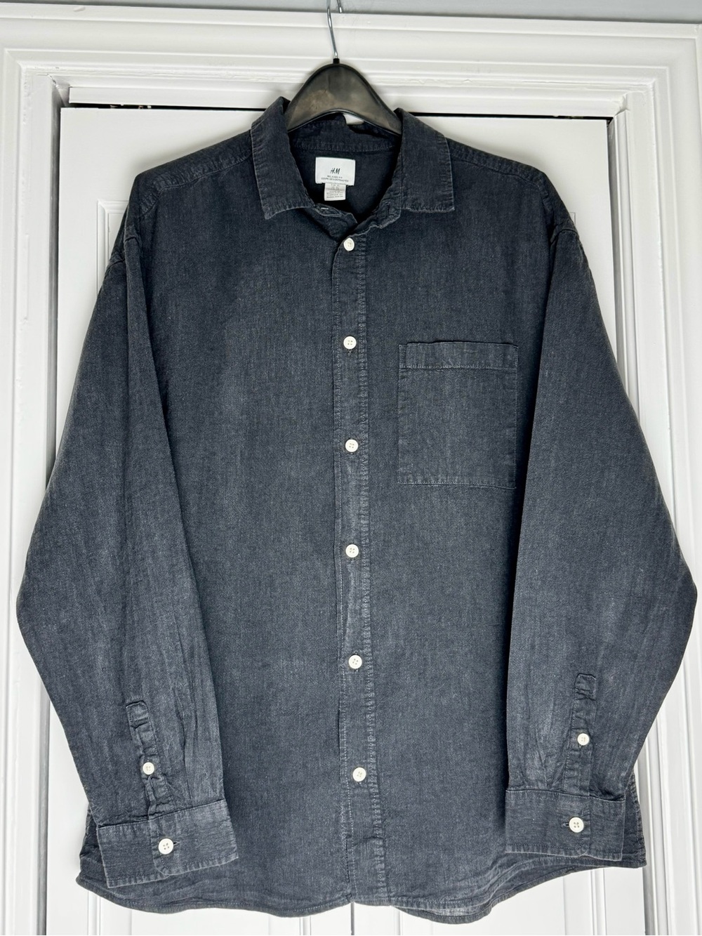 H&M Charcoal Linen Blend Button-Down